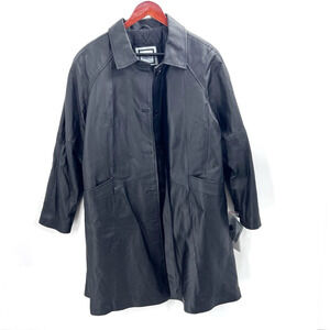 Excelled Black Leather Trench Coat Long Overcoat Mens Size 1X